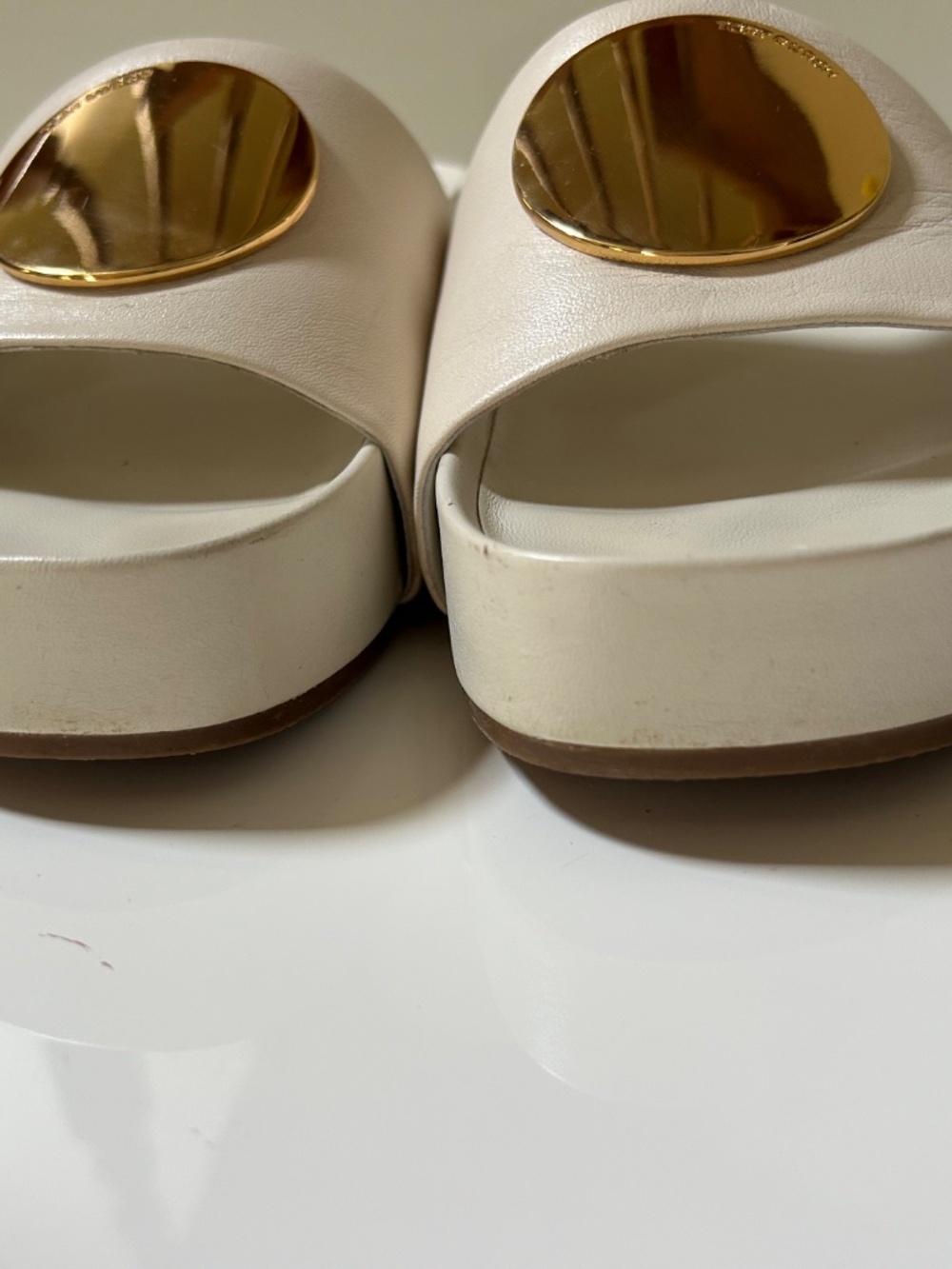 Tory Burch Patos Platform Women’s Sandals US 7.5 White Leather Slides - Picture 5 of 7